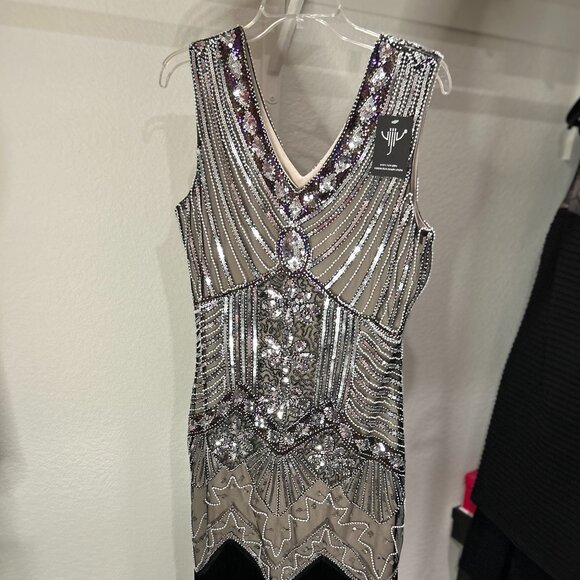 Black & Gold Sequin Tassel Dress | NWT XL - Picture 1 of 7